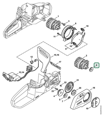 Schema tecnico STIHL MSA 120 C-B, ricambio 12526421201 evidenziato in posizione 6