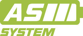 Logo AS System su fondo verde