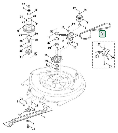 Schema tecnico STIHL MR 4082.2, ricambio 61407042110 evidenziato in posizione 5