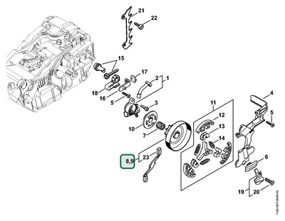 Schema tecnico STIHL MS 151 TC-E, MS 151 C-E, MS 150 C-E, ricambio 11466402004 evidenziato in posizione 8