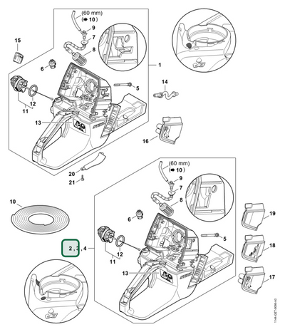 Schema tecnico STIHL MS 661 C-M W, MS 661 C-M, ricambio 11443500801 evidenziato in posizione 2