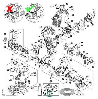 Schema tecnico STIHL HL 92 KC-E, HL 92 C-E, ricambio 96400031195 evidenziato in posizione 4