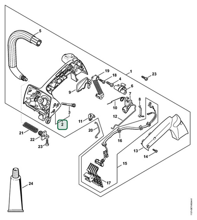 Schema tecnico STIHL MS 194 T, MS 194 TC-E, ricambio 11377901005 evidenziato in posizione 2