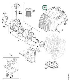 Schema tecnico STIHL FR 235 T, FR 235, ricambio 41510801603 evidenziato in posizione 17