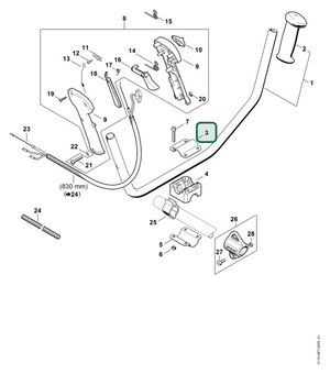 Schema tecnico STIHL FS 180, FS 160, ricambio 41377910900 evidenziato in posizione 3
