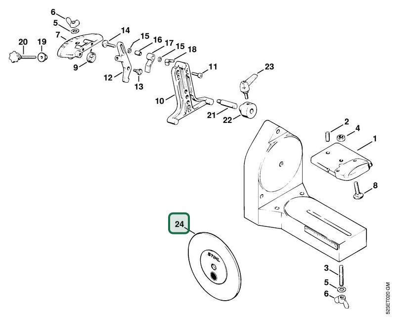 Schema tecnico STIHL USG, articolo 52037507010 evidenziato in posizione 24