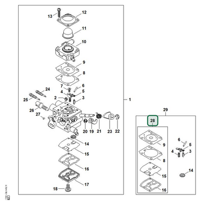 Schema tecnico STIHL FS 260.0 R, FS 240.0 R, FS 240.0, ricambio Z010003K008 evidenziato in posizione 28