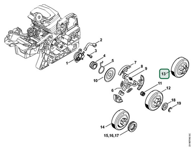 Schema tecnico STIHL MS 231, MS 251 C-BE, MS 251, MS 231 C-BE, ricambio 11436402002 evidenziato in posizione 13