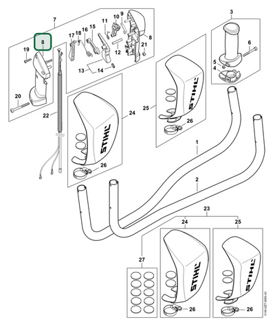 Schema tecnico STIHL FS 561 C-EM, ricambio 41487900304 evidenziato in posizione 8