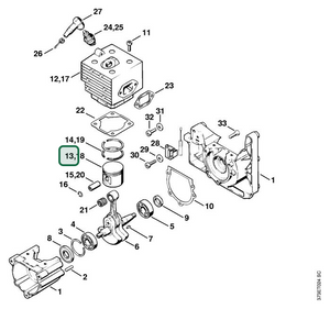 Schema tecnico STIHL BR 320 L, SR 320, ricambio 42030302000 evidenziato in posizione 13