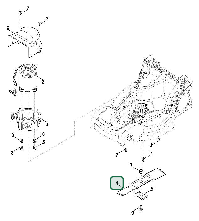 Schema tecnico STIHL RMA 235.0, ricambio 63117020110 evidenziato in posizione 4