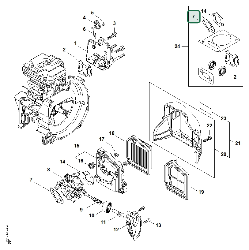 Schema tecnico STIHL FS 361.0 C-EM, FS 461.0 C-EM, ricambio 41471290901 evidenziato in posizione 7
