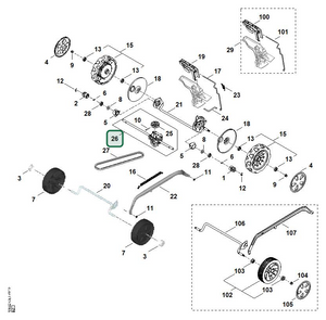 Schema tecnico STIHL RM 253.3 T, ricambio WB226400110 evidenziato in posizione 26
