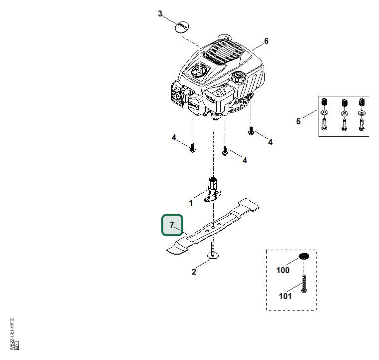 Schema tecnico STIHL RM 253.3, ricambio WA427020100 evidenziato in posizione 7