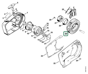 Schema tecnico STIHL 051 Q, 051, ricambio 11114041202 evidenziato in posizione 26