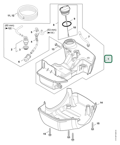 Schema tecnico STIHL FS 361.0 C-EM, FS 361 C-EM, FS 411 C-EM, FS 461 C-EM, FS 261, FS 461.0 C-EM, FS 411.0 C-EM, FS 261.0, FS 261 C-E, FS 261.0 C-E, ricambio 41473500408 evidenziato in posizione 1