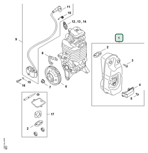 Schema tecnico STIHL BR 800 C-E, ricambio 42831400610 evidenziato in posizione 1