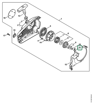 Schema tecnico STIHL MS 194 C-E, MS 194 TC-E, ricambio 11281953500 evidenziato in posizione 11
