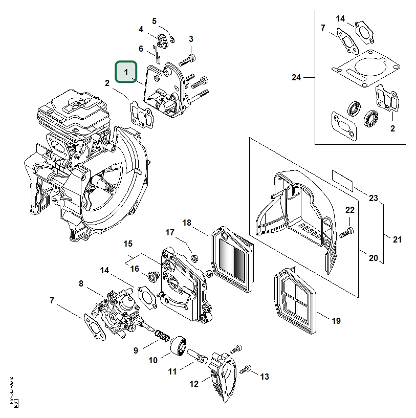 Schema tecnico STIHL FS 361.0 C-EM, FS 461.0 C-EM, ricambio 41471202301 evidenziato in posizione 1