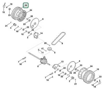 Schema tecnico STIHL MB 4.0 RTP, ricambio 63837049500 evidenziato in posizione 10