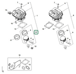 Schema tecnico STIHL 034, ricambio 11250302002 evidenziato in posizione 2