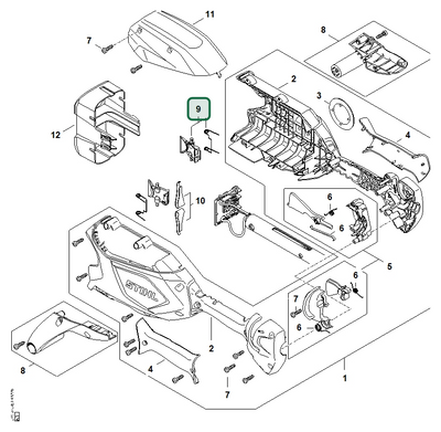 Schema tecnico STIHL HTA 66, HTA 66-K, ricambio 48524309800 evidenziato in posizione 9