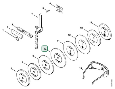 Schema tecnico STIHL HOS, articolo 52037507013 evidenziato in posizione 10