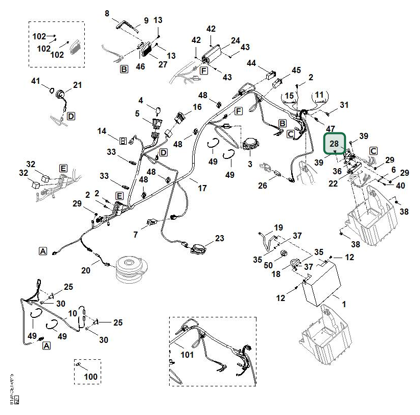 Schema tecnico STIHL RT 5097.0 Z, ricambio 61704303100 evidenziato in posizione 28