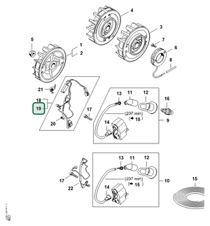 Schema tecnico STIHL MS 362 C-MQ, MS 362 C-M VW, MS 362 C-M, ricambio 11404403010 evidenziato in posizione 19