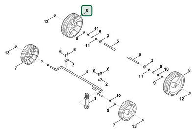 Schema tecnico STIHL LE 240.0, ricambio 63117000497 evidenziato in posizione 8