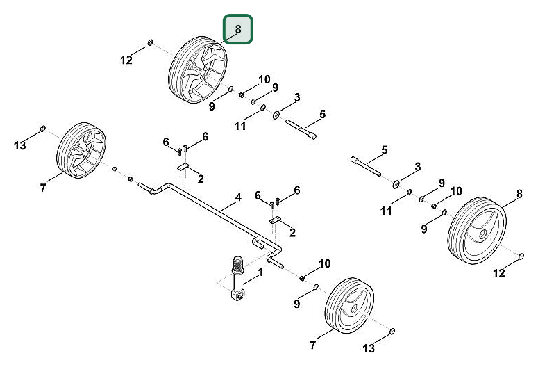 Schema tecnico STIHL LE 240.0, ricambio 63117000497 evidenziato in posizione 8