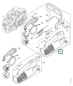 Schema tecnico STIHL MS 194 T, MS 194 TC-E, ricambio 11376401740 evidenziato in posizione 1