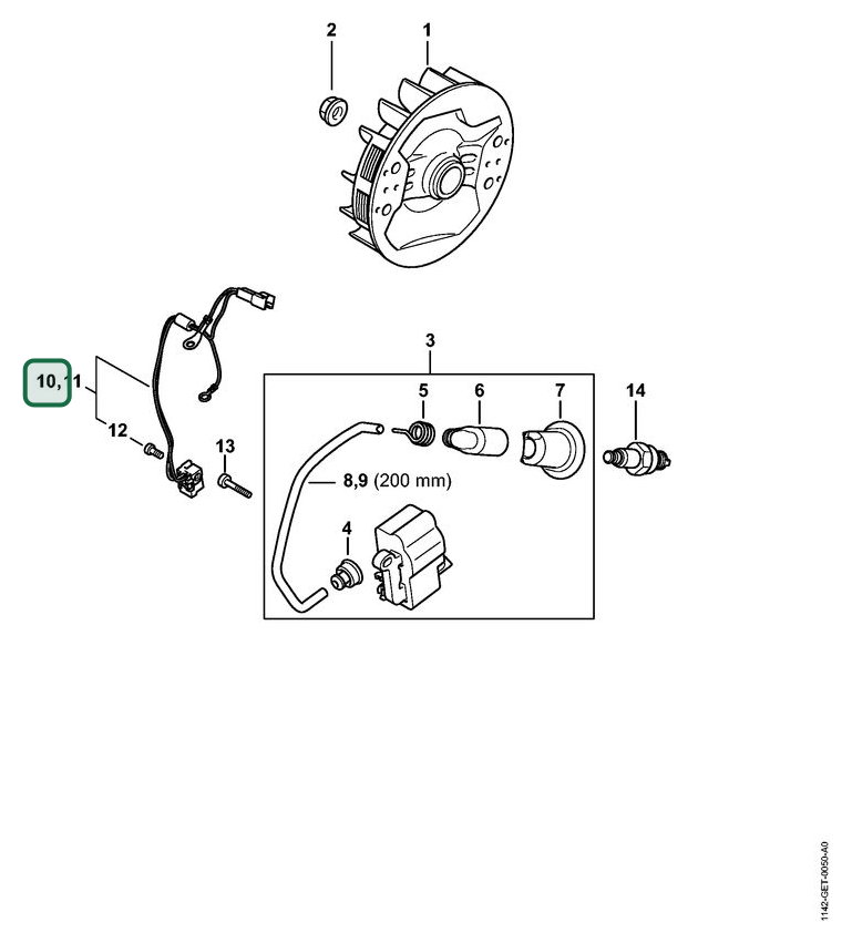 Schema tecnico STIHL MS 462 C-M R Rettungssäge, MS 462 C-M, ricambio 11424403003 evidenziato in posizione 10