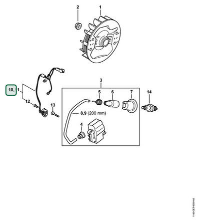 Schema tecnico STIHL MS 462 C-M R Rettungssäge, MS 462 C-M, ricambio 11424403003 evidenziato in posizione 10