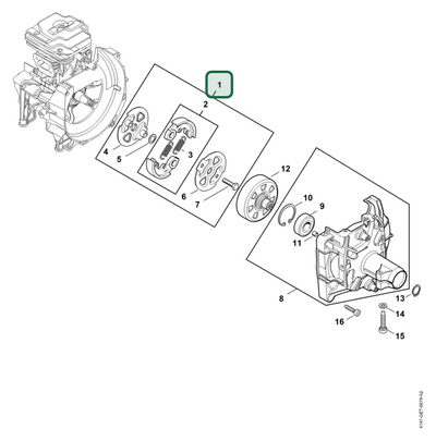 Schema tecnico STIHL FS 361.0 C-EM, FS 361 C-EM, FS 411 C-EM, FS 461 C-EM, FS 461.0 C-EM, FS 411.0 C-EM, ricambio 41471602002 evidenziato in posizione 1