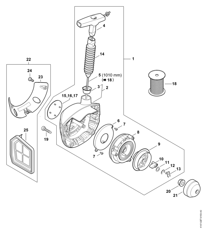 Schema tecnico STIHL FR 410 C-E, tavola di riferimento per 42821900600; ricambio non evidenziato