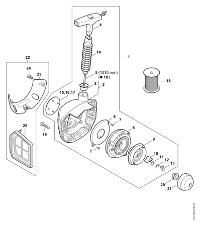Schema tecnico STIHL FR 410 C-E, tavola di riferimento per 42821900600; ricambio non evidenziato