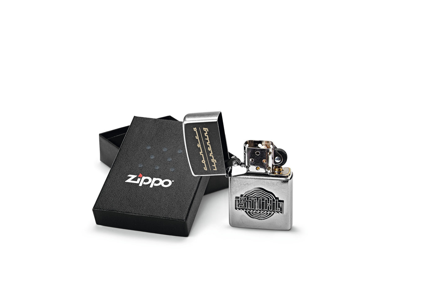 Accendino Zippo Contra Lightning argento con logo STIHL