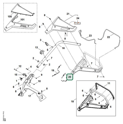 Schema tecnico STIHL RM 453.3 T, ricambio WB427007515 evidenziato in posizione 20