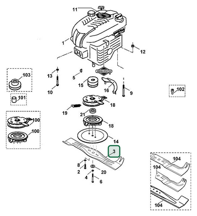 Schema tecnico STIHL MB 505 C, MB 505 S, ricambio 63607609992 evidenziato in posizione 3
