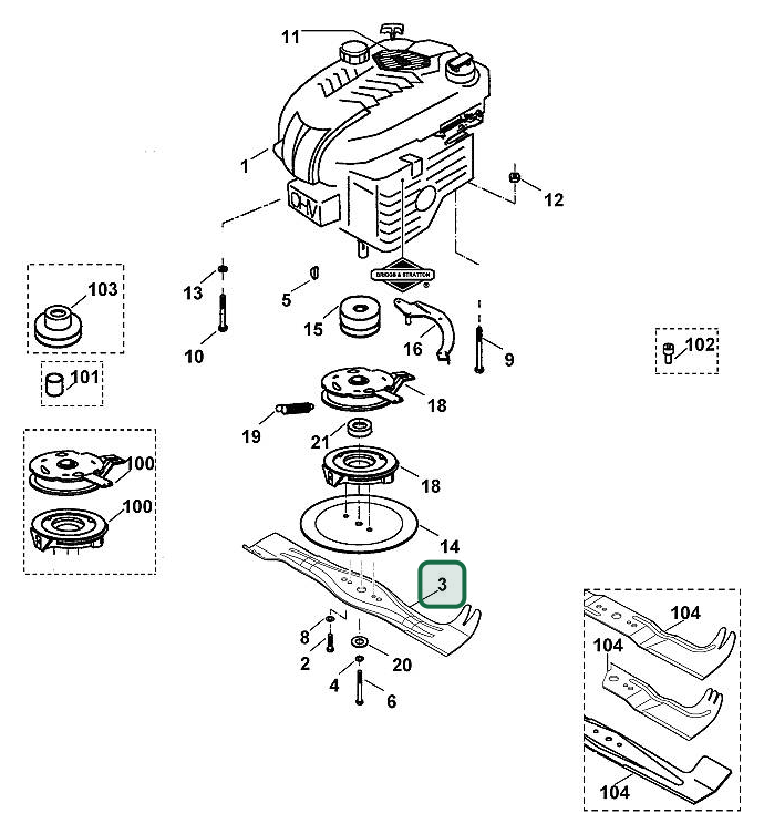 Schema tecnico STIHL MB 505 C, MB 505 S, ricambio 63607609992 evidenziato in posizione 3
