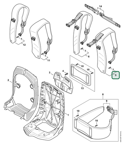Schema tecnico STIHL BR 800 C-E, ricambio 42837109004 evidenziato in posizione 5