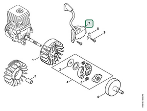 Schema tecnico STIHL KM 55 R, ricambio 41404001314 evidenziato in posizione 7