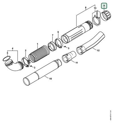 Schema tecnico STIHL BR 450 C-EF, BR 450, ricambio BA077083100 evidenziato in posizione 9
