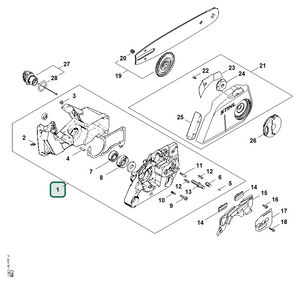 Schema tecnico STIHL MS 260 C-B, ricambio 11210202115 evidenziato in posizione 1