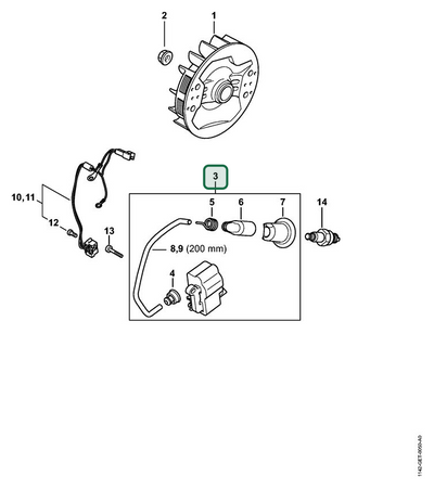 Schema tecnico STIHL MS 462 C-M R Rettungssäge, MS 462 C-M, ricambio 11424004705 evidenziato in posizione 3