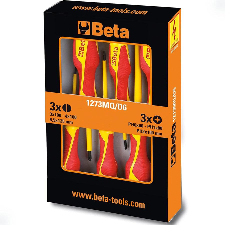 Confezione set giraviti isolati Beta 1273MQ/D6 6 pezzi con impugnatura ergonomica