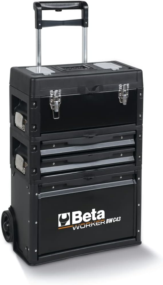 Trolley porta utensili Beta C43 a tre moduli sovrapponibili con maniglia telescopica e ruote
