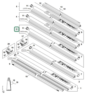 Schema tecnico STIHL FS 260 RC-E, FS 240 R, FS 260 R, FS 240 RC-E, ricambio 41477107114 evidenziato in posizione 3