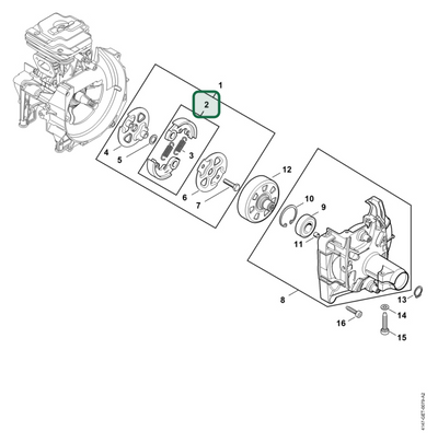 Schema tecnico STIHL FS 361.0 C-EM, FS 361 C-EM, FS 411 C-EM, FS 461 C-EM, FS 461.0 C-EM, FS 411.0 C-EM, ricambio 41471602000 evidenziato in posizione 2